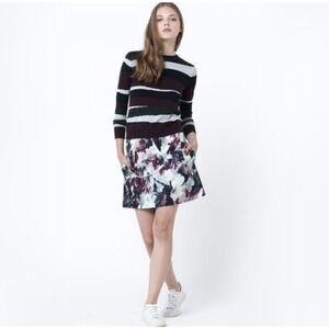 CARVEN Skirt 36 US 4 Abstract Brushstroke Art Print Mini Silk Blend Pocket‎ Wrap